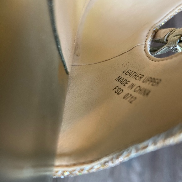 Gold Sparkle Peep Toe Heels - Picture 14 of 16